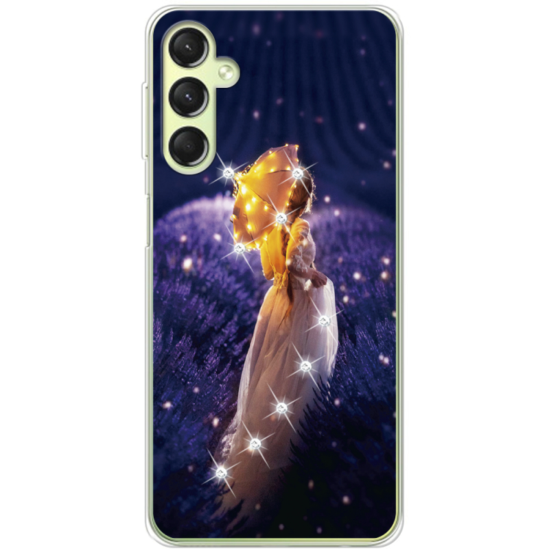 Чехол со стразами Samsung Galaxy A24 (A245) Girl with Umbrella