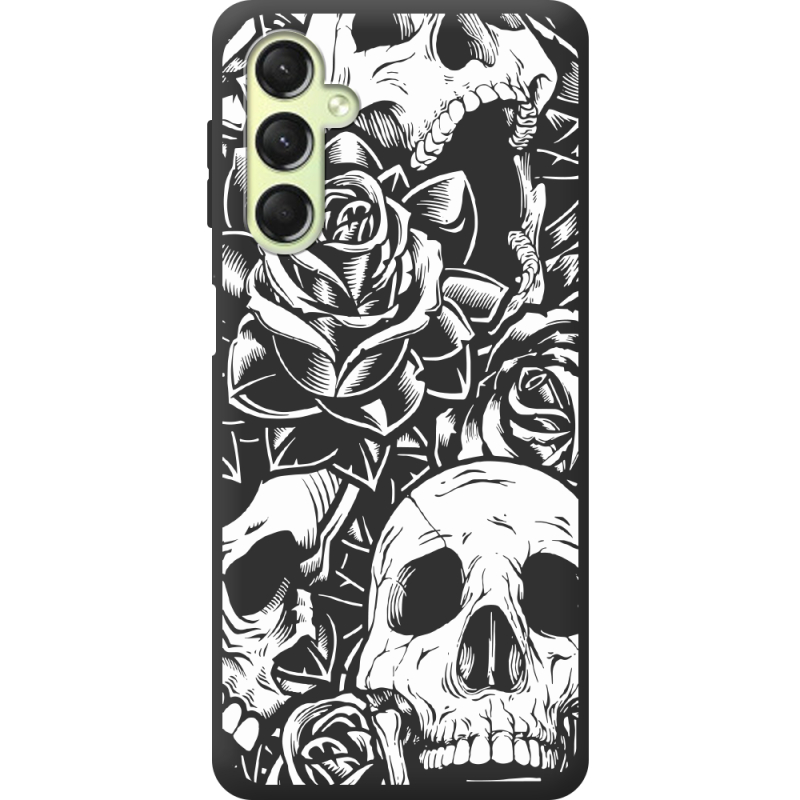 Черный чехол BoxFace Samsung Galaxy A24 (A245) Skull and Roses