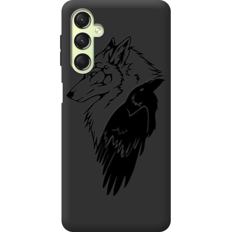 Черный чехол BoxFace Samsung Galaxy A24 (A245) Wolf and Raven