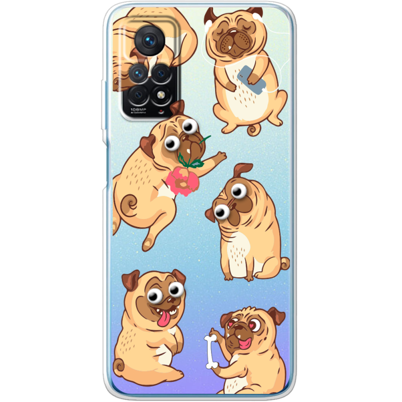 Прозрачный чехол BoxFace Xiaomi Redmi Note 11E Pro с 3D-глазками Pug