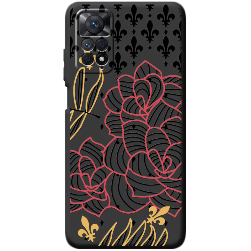 Черный чехол BoxFace Xiaomi Redmi Note 11E Pro FranceFlowers