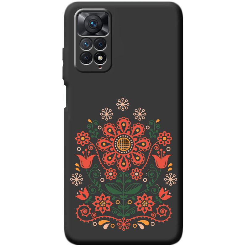 Черный чехол BoxFace Xiaomi Redmi Note 11E Pro Ukrainian Ornament