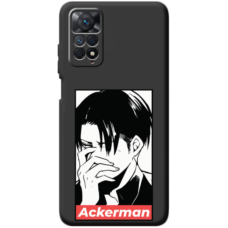 Черный чехол BoxFace Xiaomi Redmi Note 11E Pro Attack On Titan - Ackerman