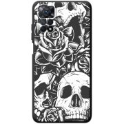 Черный чехол BoxFace Xiaomi Redmi Note 11E Pro Skull and Roses