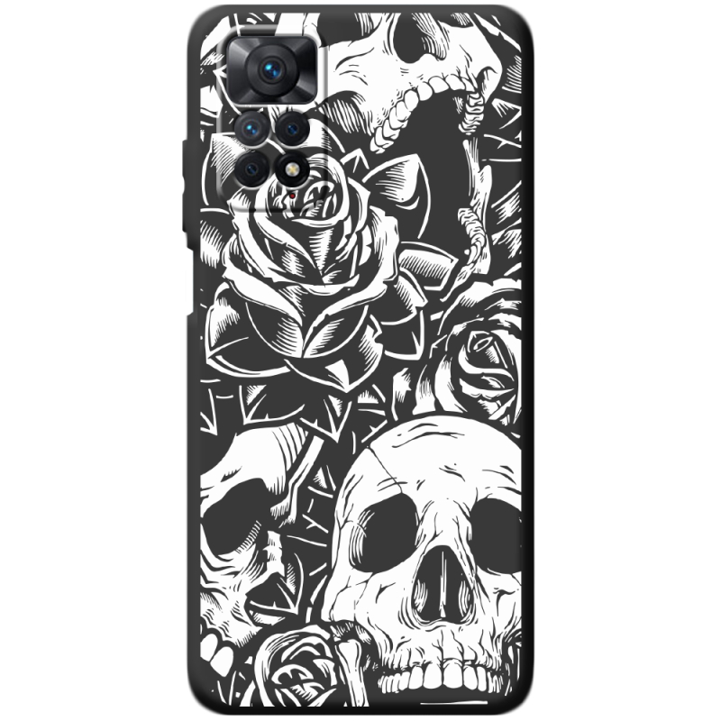 Черный чехол BoxFace Xiaomi Redmi Note 12 Pro 4G Skull and Roses