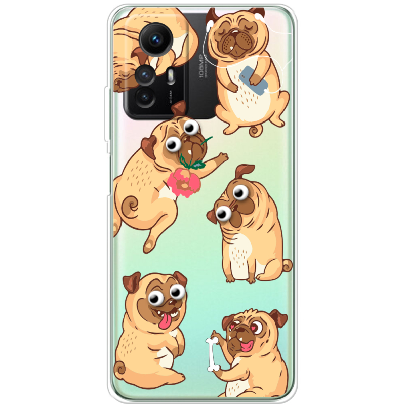 Прозрачный чехол BoxFace Xiaomi Redmi Note 12S с 3D-глазками Pug