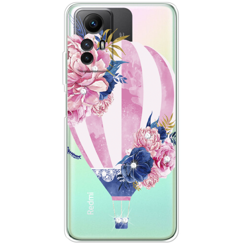 Чехол со стразами BoxFace Xiaomi Redmi Note 12S Pink Air Baloon