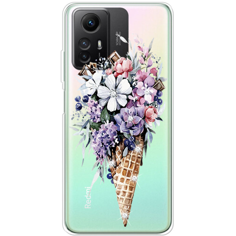 Чехол со стразами BoxFace Xiaomi Redmi Note 12S Ice Cream Flowers