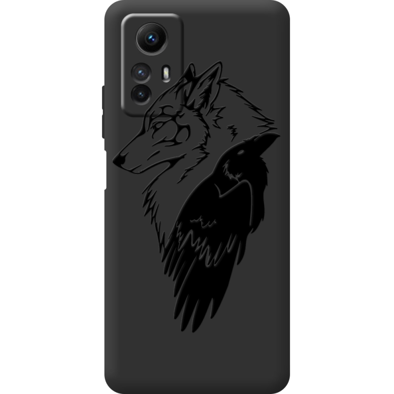 Черный чехол BoxFace Xiaomi Redmi Note 12S Wolf and Raven