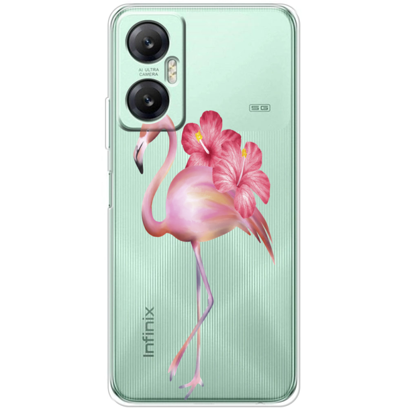 Прозрачный чехол BoxFace Infinix Hot 20 5G Floral Flamingo