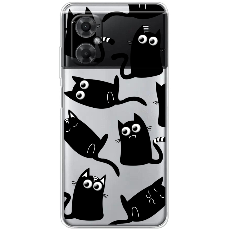 Прозрачный чехол BoxFace Xiaomi Redmi Note 11R с 3D-глазками Black Kitty