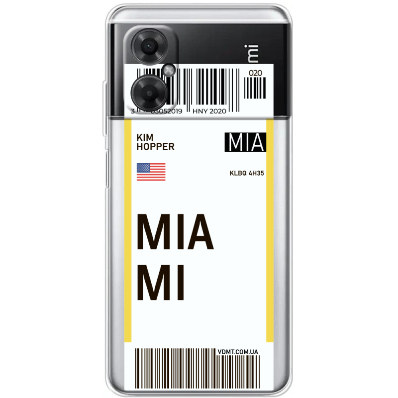 Прозрачный чехол BoxFace Xiaomi Redmi Note 11R Ticket Miami