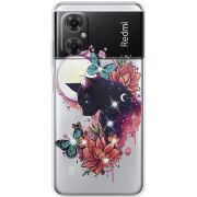 Чехол со стразами BoxFace Xiaomi Redmi Note 11R Cat in Flowers