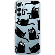 Прозрачный чехол BoxFace Samsung Galaxy M14 5G (M146) с 3D-глазками Black Kitty