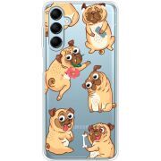 Прозрачный чехол BoxFace Samsung Galaxy M14 5G (M146) с 3D-глазками Pug