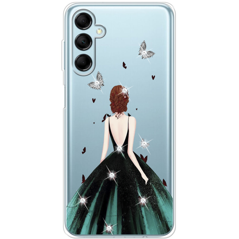 Чехол со стразами Samsung Galaxy M14 5G (M146) Girl in the green dress