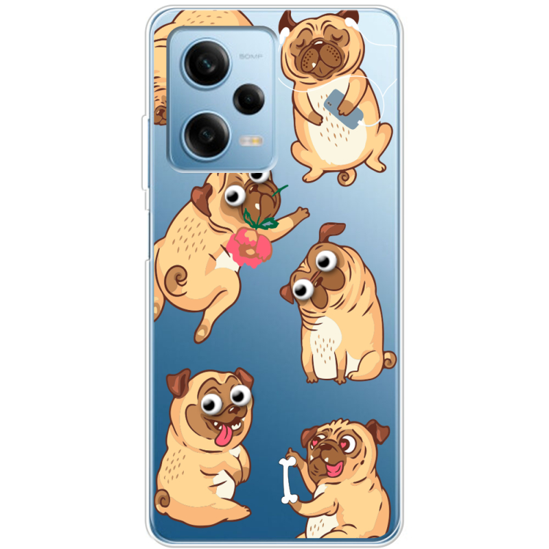 Прозрачный чехол BoxFace Xiaomi Redmi Note 12 Pro 5G с 3D-глазками Pug