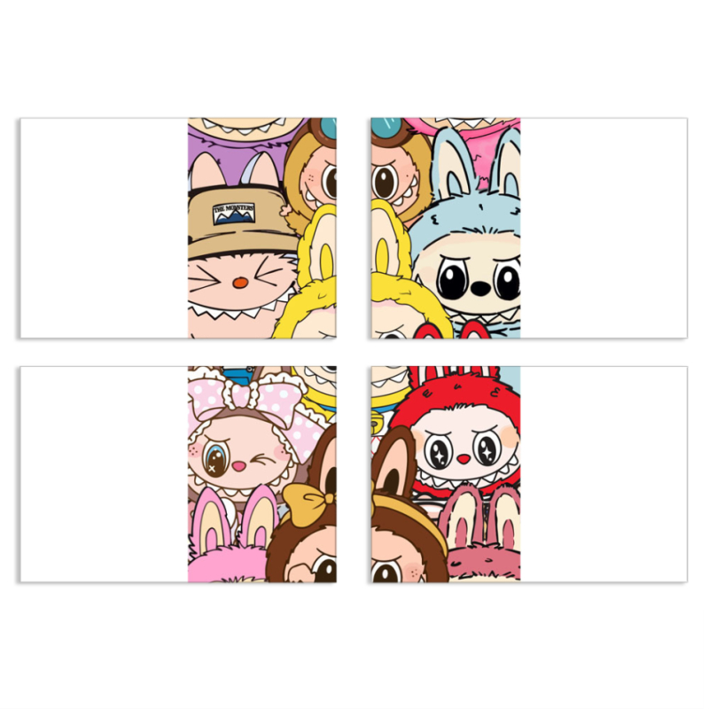 Магнитные фотопазлы 100 на 70 набор 4 штуки Labubu