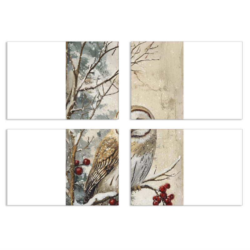 Магнитные фотопазлы 100 на 70 набор 4 штуки Christmas Owl