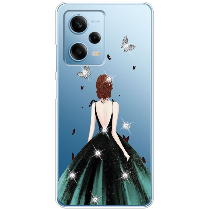 Чехол со стразами BoxFace Xiaomi Redmi Note 12 Pro 5G Girl in the green dress