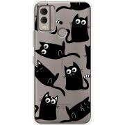 Прозрачный чехол BoxFace Nokia C22 с 3D-глазками Black Kitty