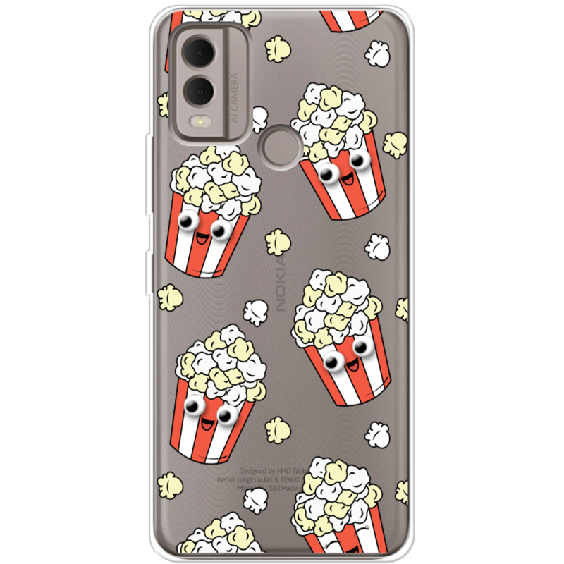 Прозрачный чехол BoxFace Nokia C22 с 3D-глазками Popcorn