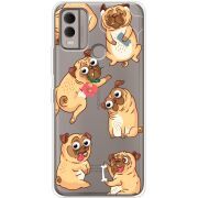 Прозрачный чехол BoxFace Nokia C22 с 3D-глазками Pug