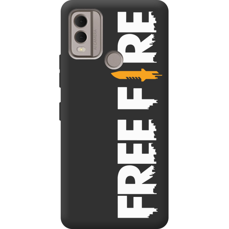 Черный чехол BoxFace Nokia C22 Free Fire White Logo