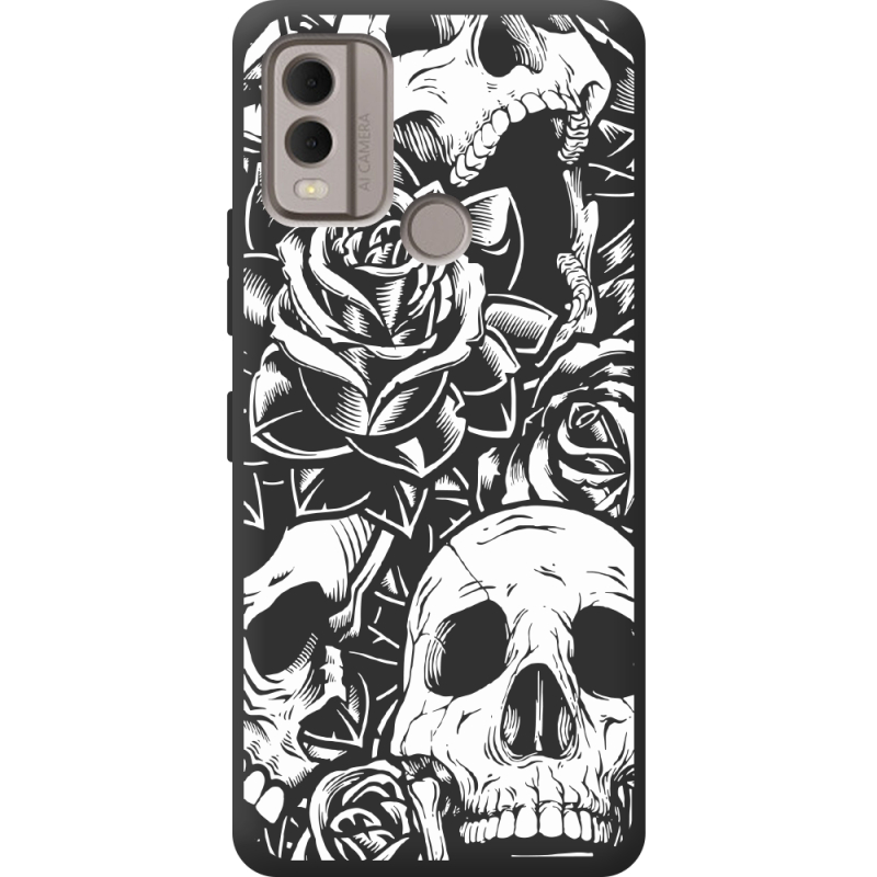 Черный чехол BoxFace Nokia C22 Skull and Roses