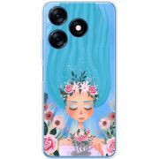 Прозрачный чехол BoxFace Tecno Spark 10 Blue Hair