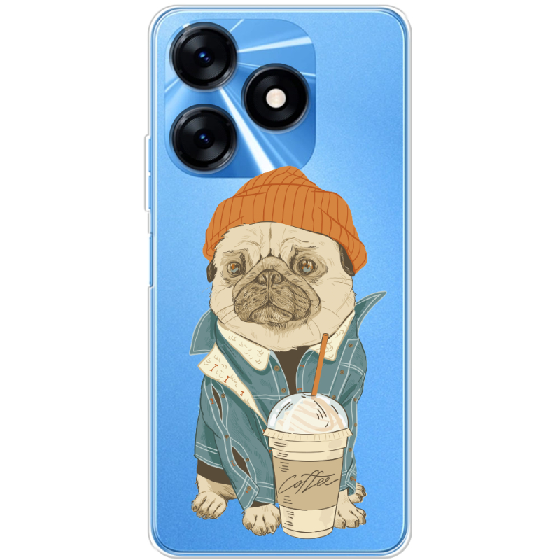 Прозрачный чехол BoxFace Tecno Spark 10 Dog Coffeeman