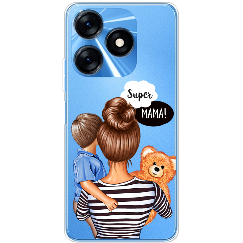 Прозрачный чехол BoxFace Tecno Spark 10 Super Mama and Son