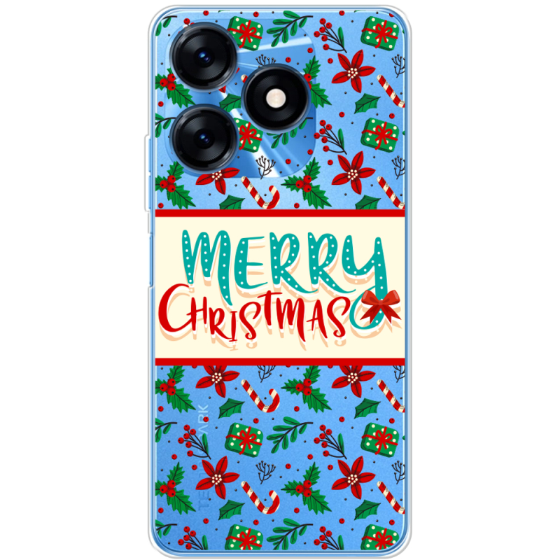 Прозрачный чехол BoxFace Tecno Spark 10 Vintage Christmas Pattern