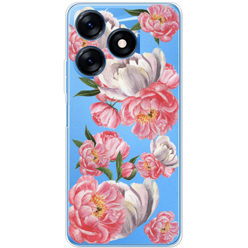 Прозрачный чехол BoxFace Tecno Spark 10 Peony Watercolor Style