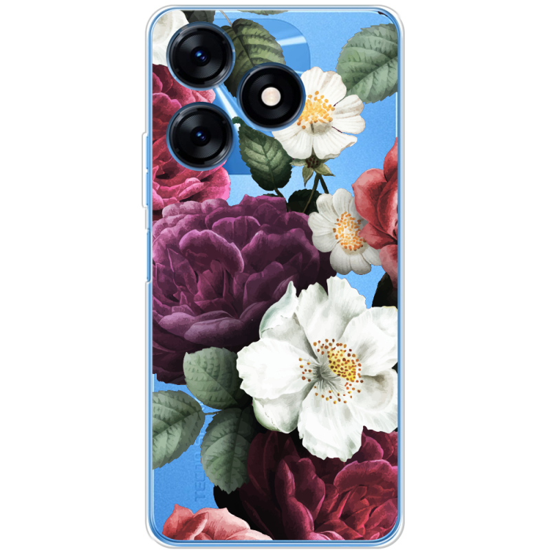 Прозрачный чехол BoxFace Tecno Spark 10 Floral Dark Dreams