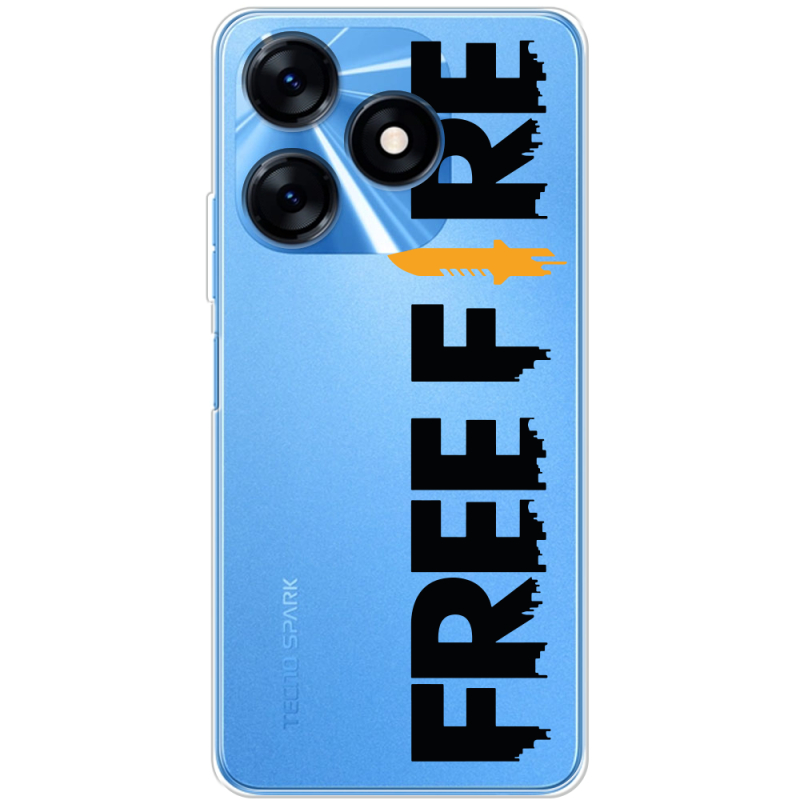 Прозрачный чехол BoxFace Tecno Spark 10 Free Fire Black Logo