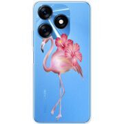 Прозрачный чехол BoxFace Tecno Spark 10 Floral Flamingo