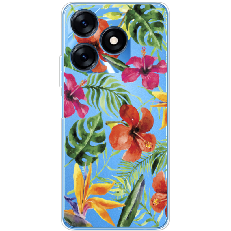 Прозрачный чехол BoxFace Tecno Spark 10 Tropical Flowers