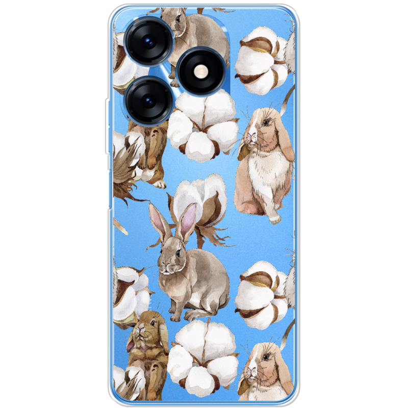 Прозрачный чехол BoxFace Tecno Spark 10 Cotton and Rabbits