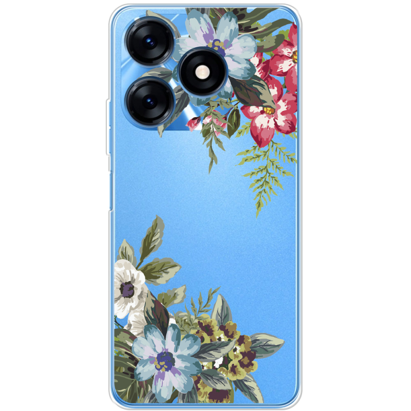 Прозрачный чехол BoxFace Tecno Spark 10 Floral