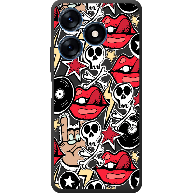 Черный чехол BoxFace Tecno Spark 10 Rock Graffiti