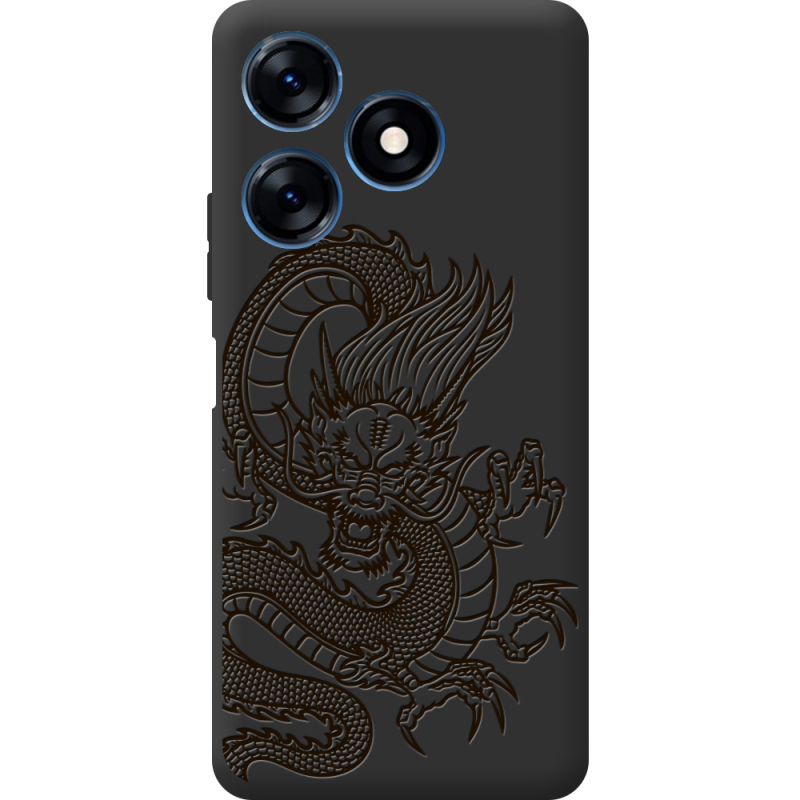 Черный чехол BoxFace Tecno Spark 10 Chinese Dragon