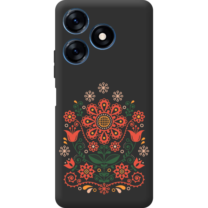 Черный чехол BoxFace Tecno Spark 10 Ukrainian Ornament