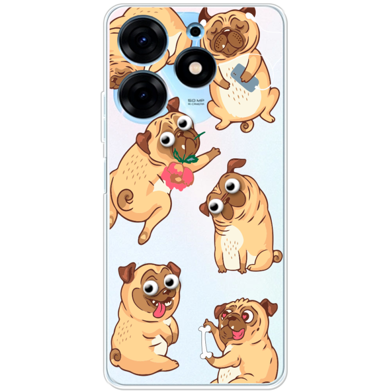 Прозрачный чехол BoxFace Tecno Spark 10 Pro с 3D-глазками Pug