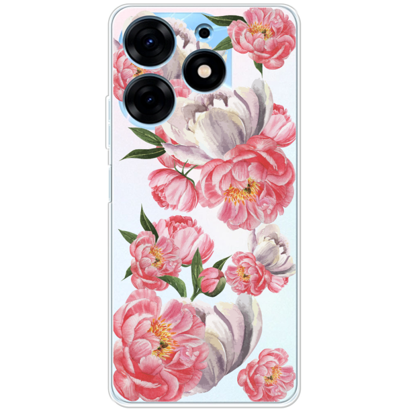 Прозрачный чехол BoxFace Tecno Spark 10 Pro Peony Watercolor Style