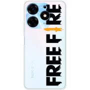 Прозрачный чехол BoxFace Tecno Spark 10 Pro Free Fire Black Logo
