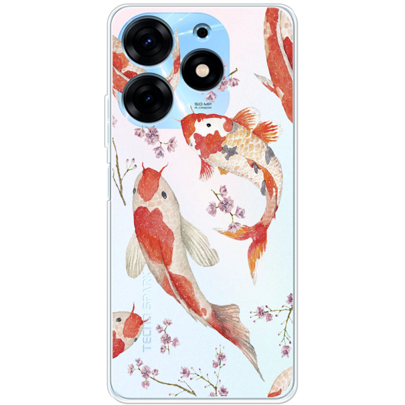 Прозрачный чехол BoxFace Tecno Spark 10 Pro Japanese Koi Fish