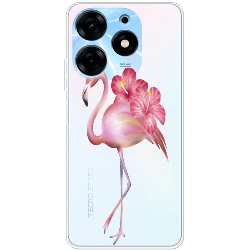 Прозрачный чехол BoxFace Tecno Spark 10 Pro Floral Flamingo