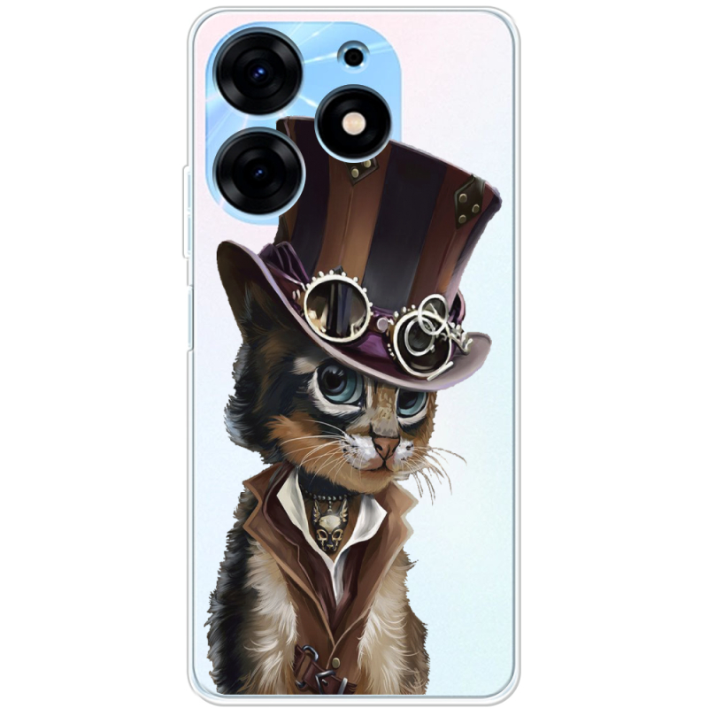 Прозрачный чехол BoxFace Tecno Spark 10 Pro Steampunk Cat