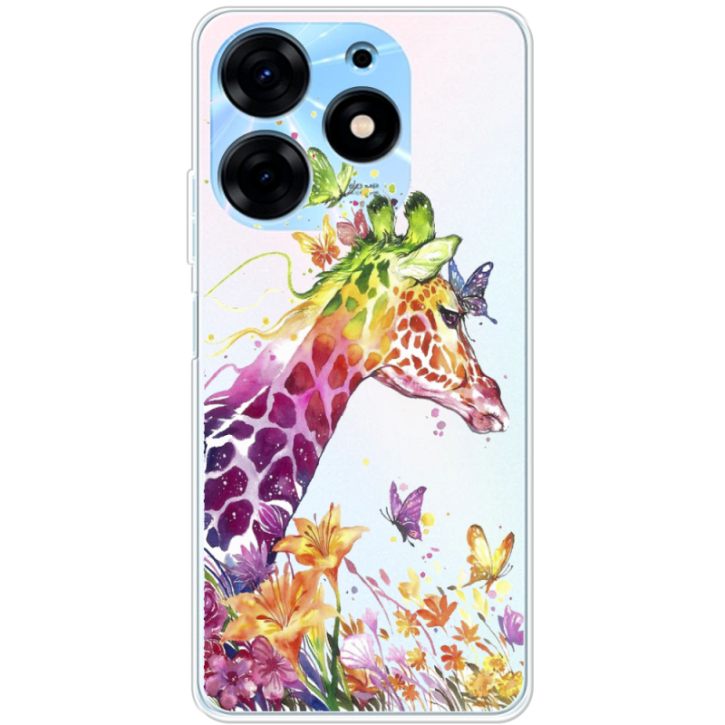 Прозрачный чехол BoxFace Tecno Spark 10 Pro Colorful Giraffe